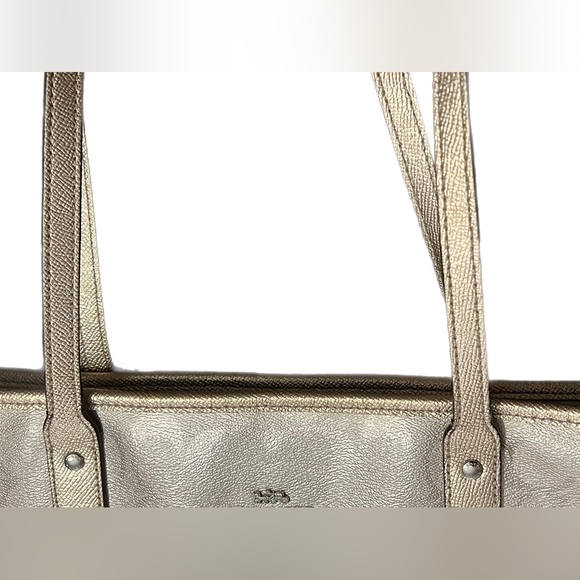 *RARE* Coach City Zip Tote Signature Metallic Gold Platinum Bag. - Picture 9 of 12